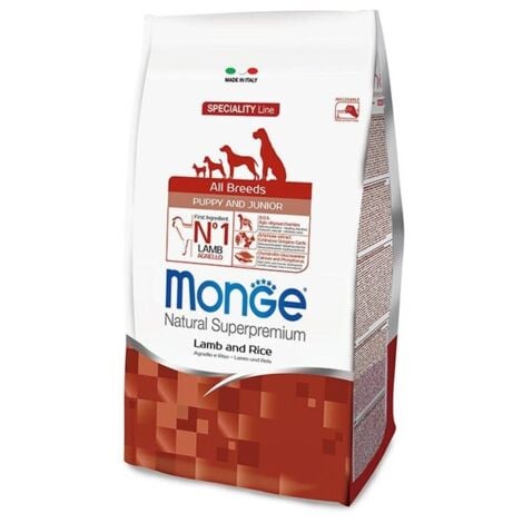 Monge Dog Natural Superpremium All Breeds Puppy e Junior Agnello e Riso  - Monge Dog Natural Superpremium All Breeds Puppy e Junior Agnello e Riso - Sacco Da 12 Kg