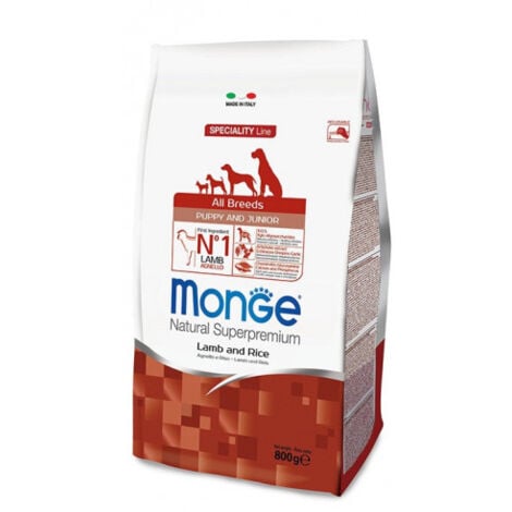 Monge Dog Natural Superpremium All Breeds Puppy e Junior Agnello e Riso  - Monge Dog Natural Superpremium All Breeds Puppy e Junior Agnello e Riso - Sacco Da 12 Kg