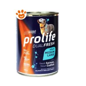 Prolife Dog Dual Fresh Adult Medium Large Salmone e Merluzzo  – Prolife Dog Dual Fresh Adult Medium Large Salmone e Merluzzo – Lattina Da 400 Gr