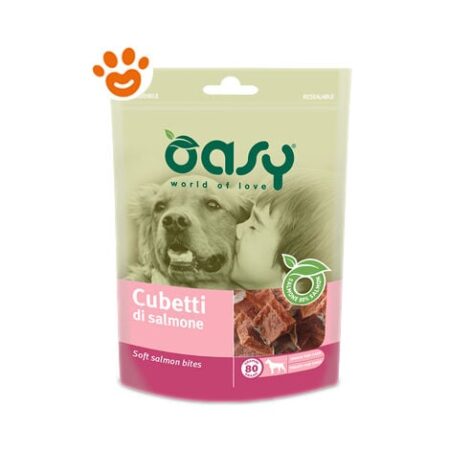 Oasy Dog Snack Cubetti di Salmone  - Oasy Dog Snack Cubetti di Salmone - Confezione da 80 Gr