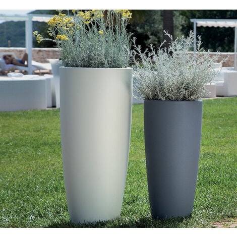 Vaso da giardino in resina antracite per esterno. Vasi