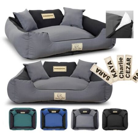 Letto per cani box KINGDOG MM43 115x95 cm personalizzato, staccabile, antiscivolo, grigio scuro