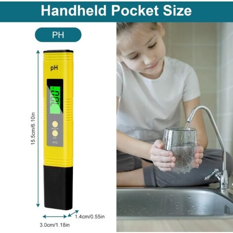 Misuratore di pH digitale 4 in 1, tester di pH 4 in 1, misuratore di pH con display LCD, alta precisione, risoluzione 0,01, tester di qualità dell'acqua per acqua potabile, piscine, acquari, idroponic