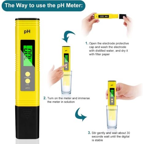 Misuratore di pH digitale 4 in 1, tester di pH 4 in 1, misuratore di pH con display LCD, alta precisione, risoluzione 0,01, tester di qualità dell'acqua per acqua potabile, piscine, acquari, idroponic