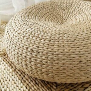 Cuscino tatami rotondo in paglia, cuscino da pavimento naturale, cuscino rotondo per meditazione yoga, cuscino in stile giapponese 40 cm