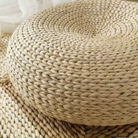 Cuscino tatami rotondo in paglia, cuscino da pavimento naturale, cuscino rotondo per meditazione yoga, cuscino in stile giapponese 40 cm