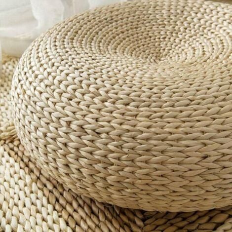 Cuscino tatami rotondo in paglia, cuscino da pavimento naturale, cuscino rotondo per meditazione yoga, cuscino in stile giapponese 40 cm