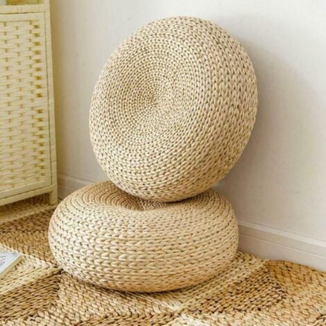 Cuscino tatami rotondo in paglia, cuscino da pavimento naturale, cuscino rotondo per meditazione yoga, cuscino in stile giapponese 40 cm