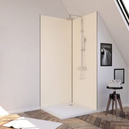 SET di 2 Pannelli Murali in Alluminio Avorio 90+90x210 cm con Profili Nero Opaco - WALL'IT