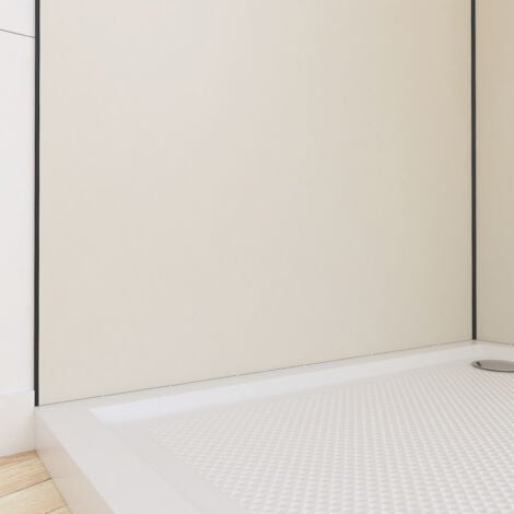 SET di 2 Pannelli Murali in Alluminio Avorio 90+90x210 cm con Profili Nero Opaco - WALL'IT