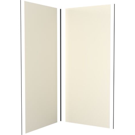 SET di 2 Pannelli Murali in Alluminio Avorio 90+90x210 cm con Profili Nero Opaco - WALL'IT