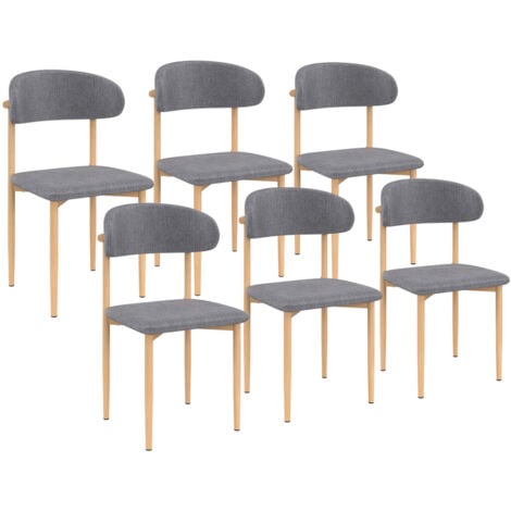 Set di 6 sedie da pranzo scandinave CELESTINE in tessuto grigio screziato con design da scolaretto