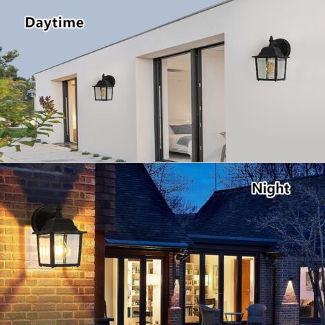 GOECO Lampada da parete vintage per esterni LED E27 Base per ingresso Cortile Giardino Terrazza Balcone Garage Nero (Lampadina non inclusa)