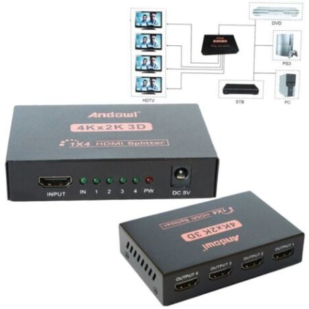 TrAdE Shop Traesio - Splitter Sdoppiatore Hdmi Alta Definizione 1080p 4k 2k 3d 4 Uscite Amplificate -
