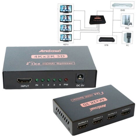 TrAdE Shop Traesio - Splitter Sdoppiatore Hdmi Alta Definizione 1080p 4k 2k 3d 4 Uscite Amplificate -