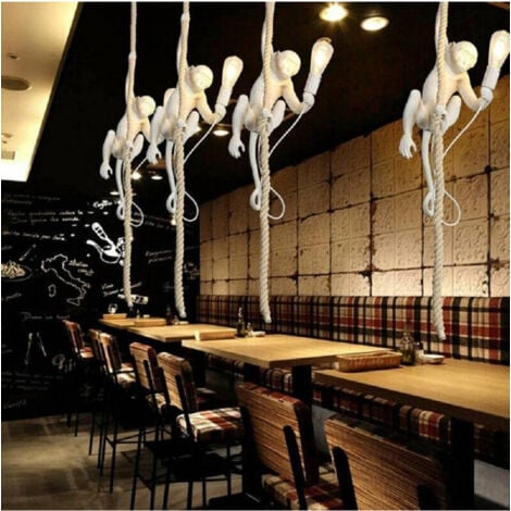 TrAdE Shop Traesio - Lampadario A Sospensione Con Corda In Canapa A Forma Di Scimmia Soffitto E27 B46 -