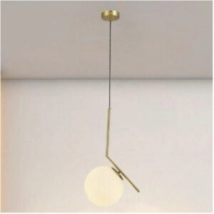 TrAdE Shop Traesio – Lampadario A Sospensione Attacco E27 Oro Con Sfera In Vetro Moderno Minimal 32828 –