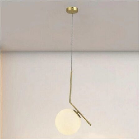 TrAdE Shop Traesio - Lampadario A Sospensione Attacco E27 Oro Con Sfera In Vetro Moderno Minimal 32828 -
