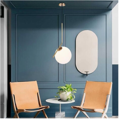 TrAdE Shop Traesio - Lampadario A Sospensione Attacco E27 Oro Con Sfera In Vetro Moderno Minimal 32828 -
