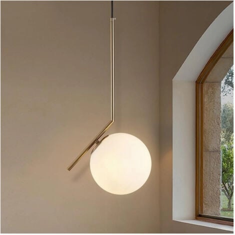 TrAdE Shop Traesio - Lampadario A Sospensione Attacco E27 Oro Con Sfera In Vetro Moderno Minimal 32828 -