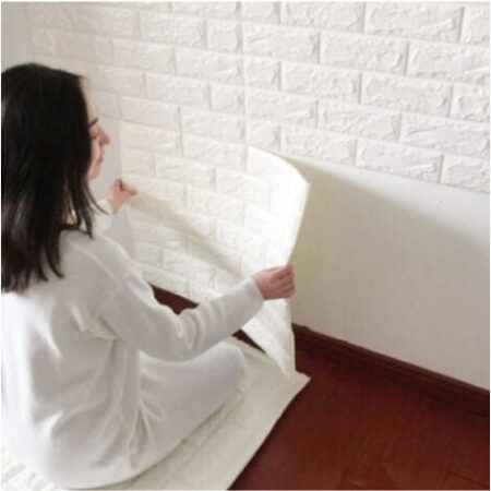 TrAdE Shop Traesio - Pannello Adesivo Per Parete Decorazione Effetto Pietra Muro 3d 70 X 60 Cm Bianco -