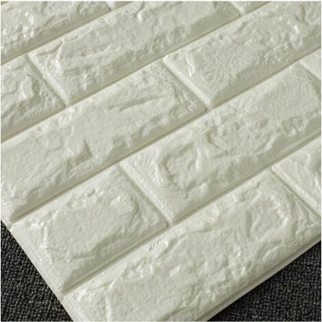 TrAdE Shop Traesio - Pannello Adesivo Per Parete Decorazione Effetto Pietra Muro 3d 70 X 60 Cm Bianco -