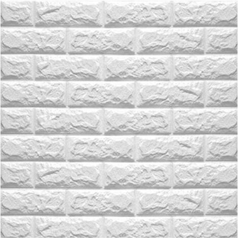 TrAdE Shop Traesio - Pannello Adesivo Per Parete Decorazione Effetto Pietra Muro 3d 70 X 60 Cm Bianco -