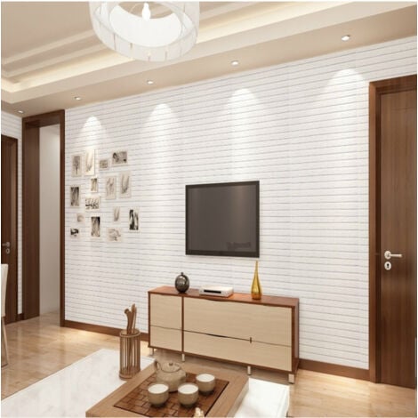 TrAdE Shop Traesio - Pannello Adesivo Per Parete Decorazione Effetto Pietra Muro 3d 70 X 60 Cm Bianco -