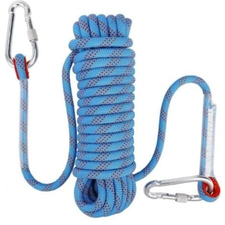 Corda da arrampicata con moschettone di sicurezza statico 10mm poliestere corda da alpinismo salvataggio per escursionismo alpinismo montagna 10M