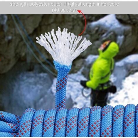 Corda da arrampicata con moschettone di sicurezza statico 10mm poliestere corda da alpinismo salvataggio per escursionismo alpinismo montagna 10M