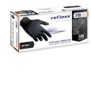 Guanti in nitrile monouso Reflexx R78 neri senza polvere – L – Nero