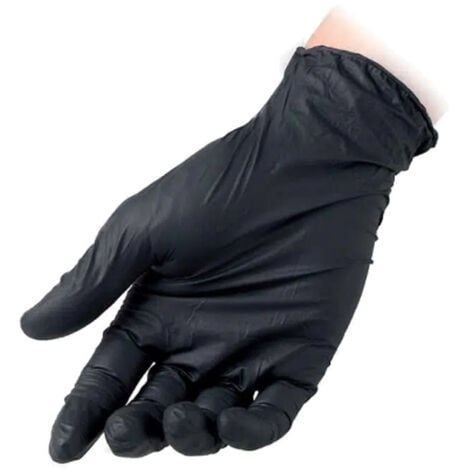 Guanti in nitrile monouso Reflexx R78 neri senza polvere - L - Nero