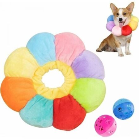 Collare di recupero per gatti Collare protettivo regolabile con bordo morbido e traspirante Collare protettivo per animali domestici, girasole colorato, M, soleggiato