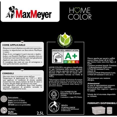 MaxMeyer Idropittura Colorata Superlavabile per Interni, Luna, 2.5L