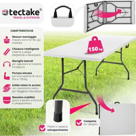 Tavolo pieghevole da campeggio 183 x 76 x 74 cm - Tavolo da campeggio, tavolo campeggio, tavolo pieghevole campeggio