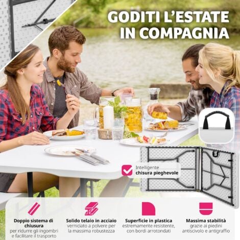 Tavolo pieghevole da campeggio 183 x 76 x 74 cm - Tavolo da campeggio, tavolo campeggio, tavolo pieghevole campeggio