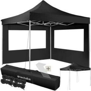 Gazebo pieghevole Olivia 3×3 m con 2 elementi laterali – gazebo da giardino, gazebo richiudibile