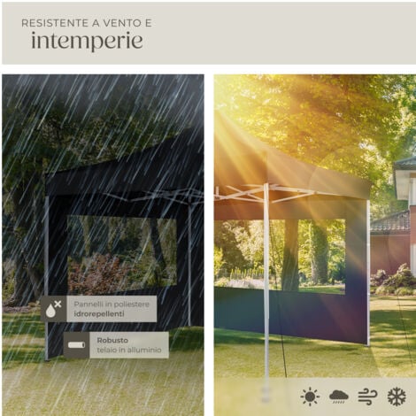 Gazebo pieghevole Olivia 3x3 m con 2 elementi laterali - gazebo da giardino, gazebo richiudibile