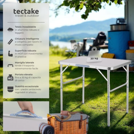 tavolo da camping in alluminio 75x55x68cm, pieghevole - tavolo da campeggio, tavolo campeggio, tavolo pieghevole campeggio