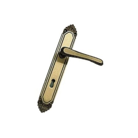 Maniglia per Porta con Placca Foro Yale in ottone Bronzato mod. Export