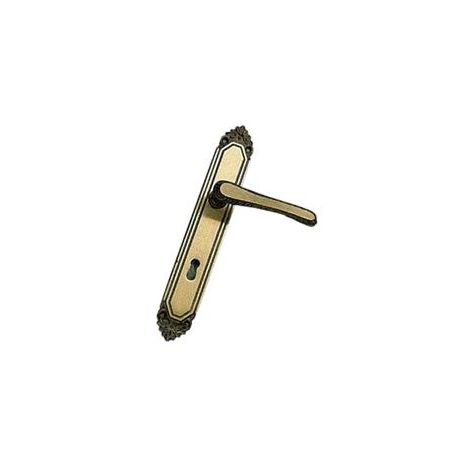 Maniglia per Porta con Placca Foro Yale in ottone Bronzato mod. Export