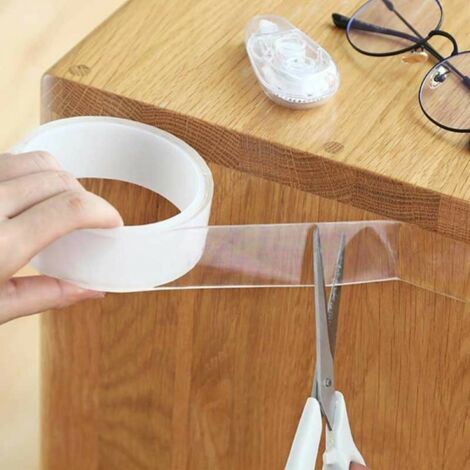 Nastro biadesivo super adesivo da 3 m x 2 cm, con gancio e passante senza tracce, nastro magico trasparente impermeabile