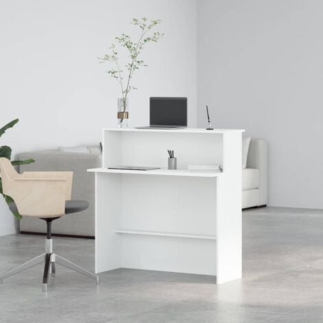 Banco Reception Bianco 100x50x103,5 cm in Legno Multistrato vidaXL 520364