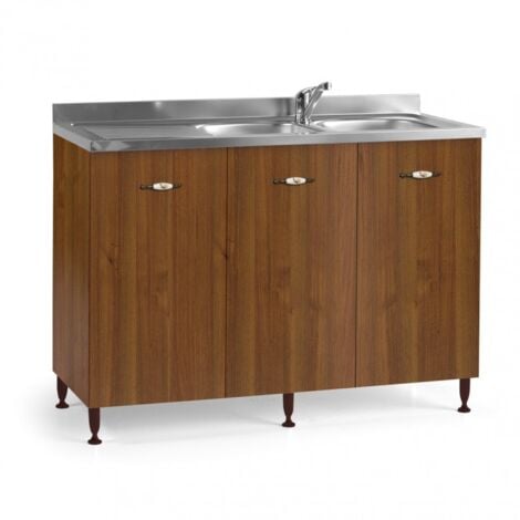 Sottolavello da cucina 3 ante noce antico reversibile Cm 120x50xH 85