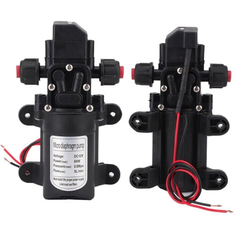 Pompa dell'acqua ad alta pressione QiMeiTech, pompa dell'acqua a membrana DC 12V 5 l/min, pompa irroratrice autoadescante 116 PSI con morsetti per barca, camper e roulotte
