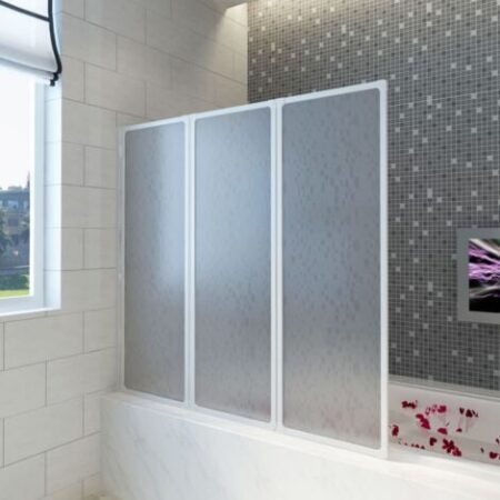 vidaXL Parete per Doccia e Vasca Bagno 117x120cm 3 Pannelli Pieghevole