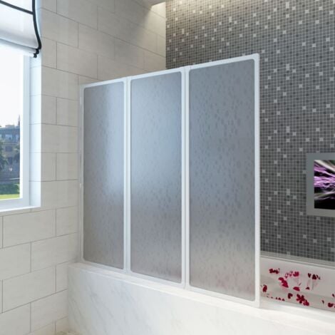vidaXL Parete per Doccia e Vasca Bagno 117x120cm 3 Pannelli Pieghevole