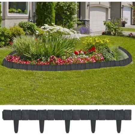 vidaXL Recinzione Giardino/Prato in Plastica 41 pz Aspetto Pietra 10 m