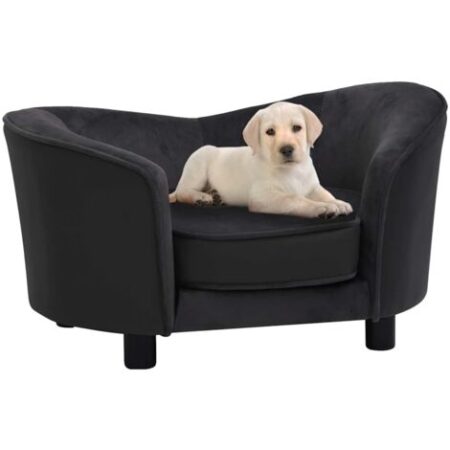 vidaXL Divano per Cani Nero 69x49x40 cm in Peluche e Similpelle