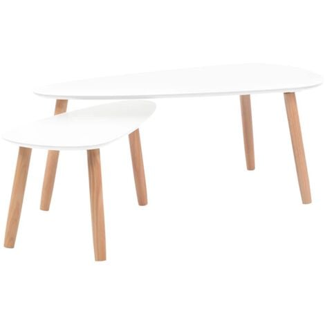 vidaXL Set Tavolini Salotto 2pz in Legno Massello Massello Pino Bianco
